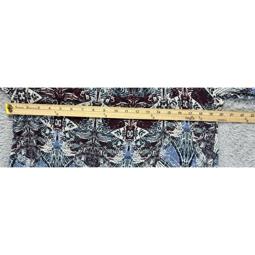 Free People Women M Linen Blend Top Blue Black Open Back Lace Boho Oversized NEW